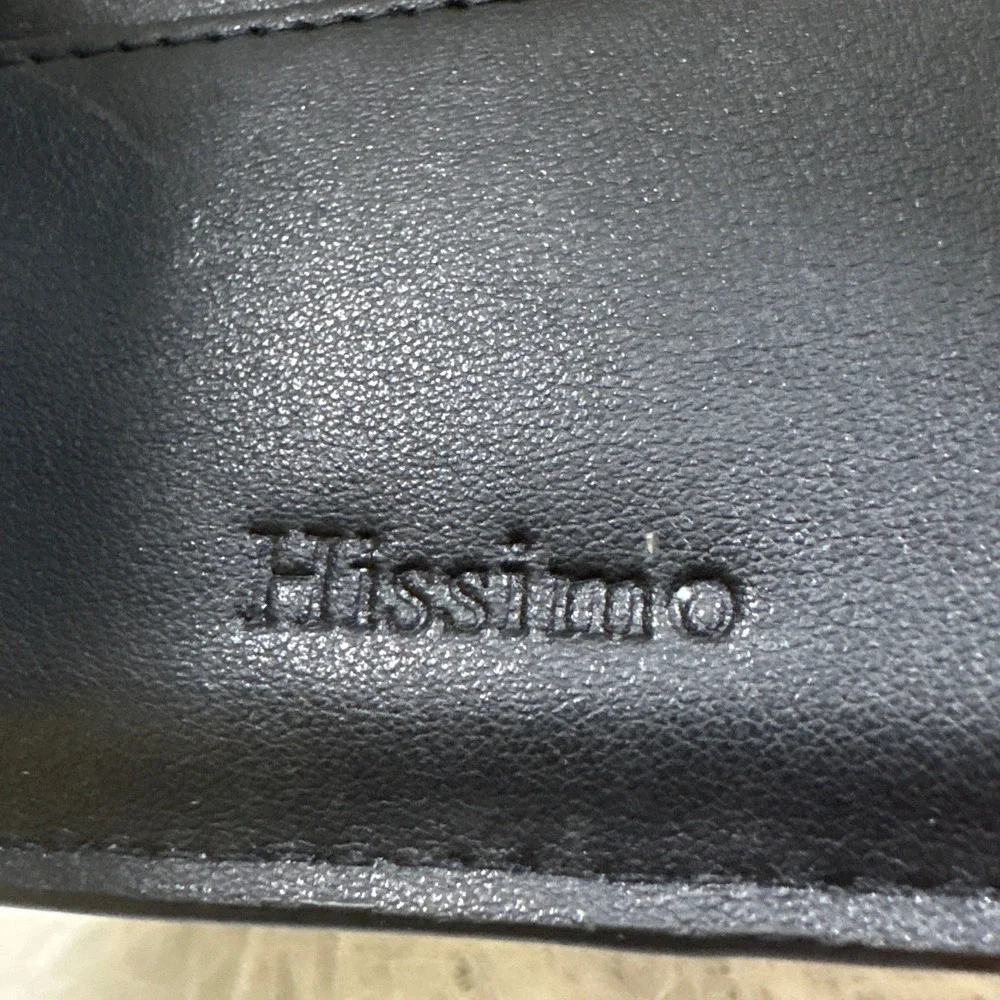 Hissimo Mens Black Bifold Wallet Leather ID Window Card Slots Minimalist